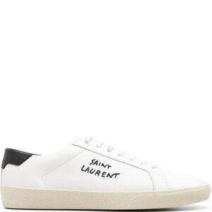 Brand New Saint Laurent White Leather Sneakers Shoes Lace Up Casual Women's 6.5